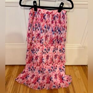 Floral Pink Pleated Skirt